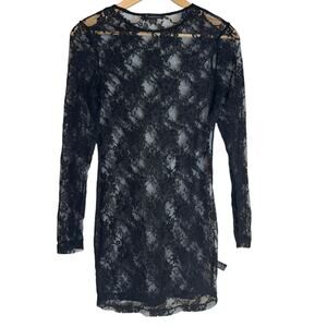 Vintage 21 Black Sheer Lace Mini Dress Goth Punk Core Medi Mall Goth Y2K Punk